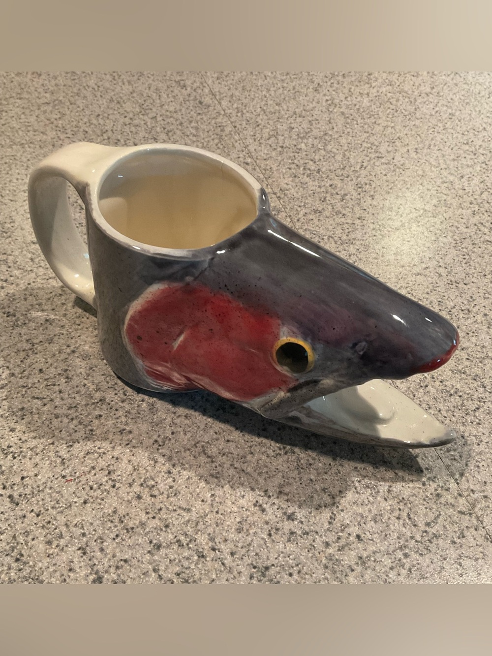Unique Hand-Painted Rainbow Trout/Salmon Novelty Coffee Cup/Desk Pen Holder